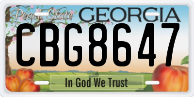 GA license plate CBG8647