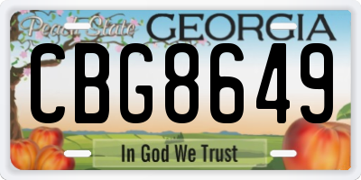GA license plate CBG8649