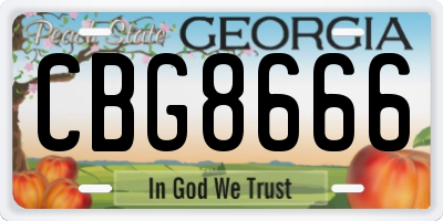 GA license plate CBG8666