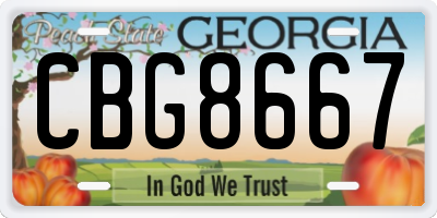 GA license plate CBG8667
