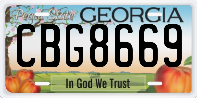 GA license plate CBG8669