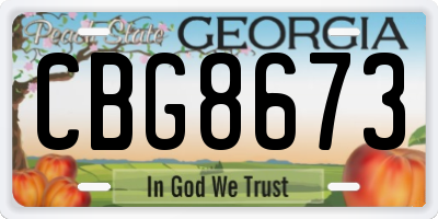 GA license plate CBG8673