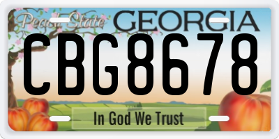 GA license plate CBG8678