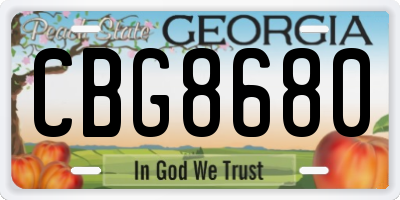 GA license plate CBG8680