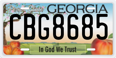 GA license plate CBG8685