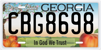 GA license plate CBG8698