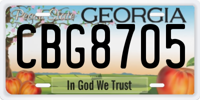 GA license plate CBG8705