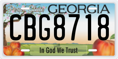 GA license plate CBG8718