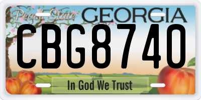 GA license plate CBG8740