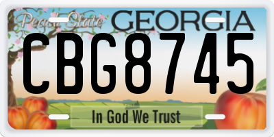 GA license plate CBG8745