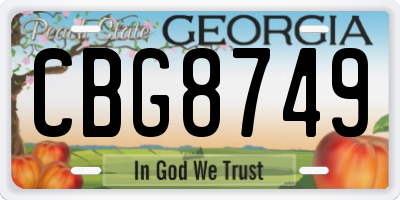 GA license plate CBG8749