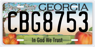 GA license plate CBG8753