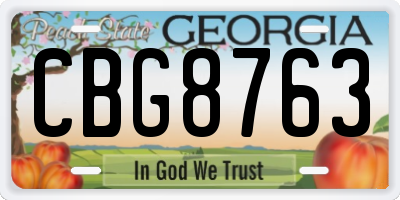 GA license plate CBG8763