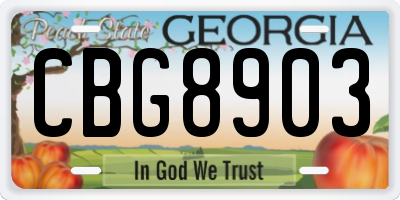 GA license plate CBG8903