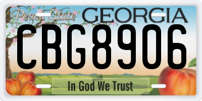 GA license plate CBG8906