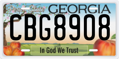 GA license plate CBG8908