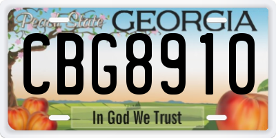 GA license plate CBG8910