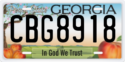 GA license plate CBG8918