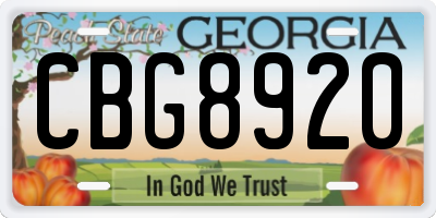 GA license plate CBG8920