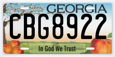 GA license plate CBG8922