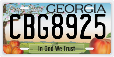 GA license plate CBG8925