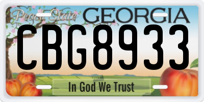 GA license plate CBG8933