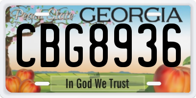 GA license plate CBG8936