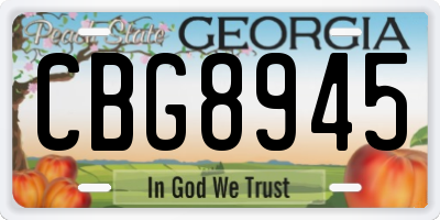 GA license plate CBG8945