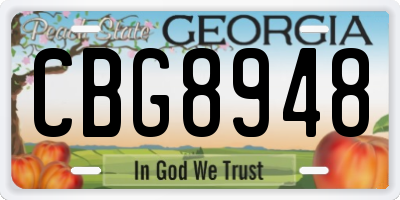 GA license plate CBG8948