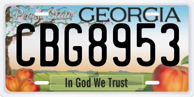 GA license plate CBG8953