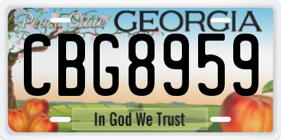 GA license plate CBG8959