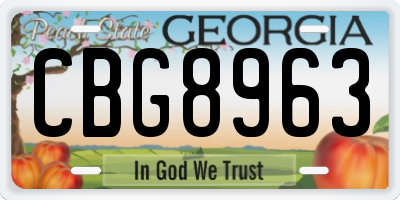 GA license plate CBG8963