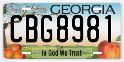 GA license plate CBG8981