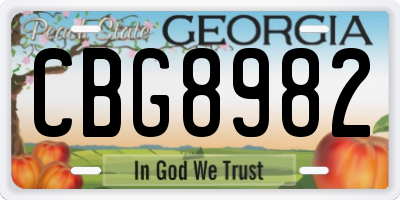 GA license plate CBG8982