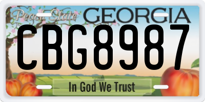 GA license plate CBG8987