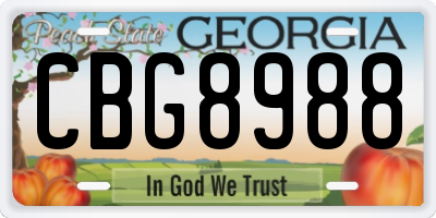 GA license plate CBG8988
