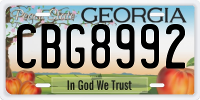 GA license plate CBG8992