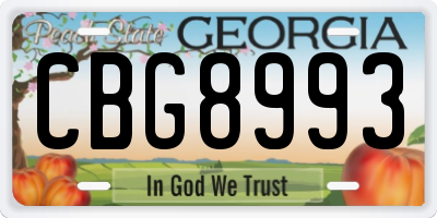 GA license plate CBG8993