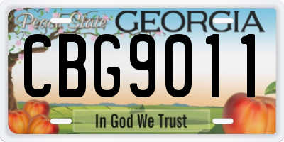 GA license plate CBG9011