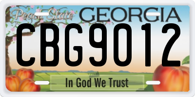 GA license plate CBG9012