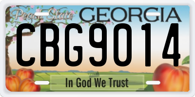 GA license plate CBG9014