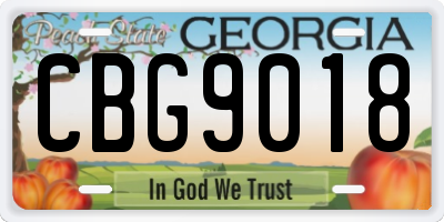 GA license plate CBG9018