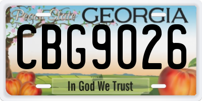 GA license plate CBG9026