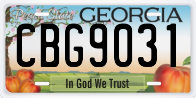 GA license plate CBG9031