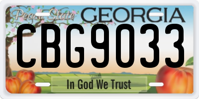 GA license plate CBG9033