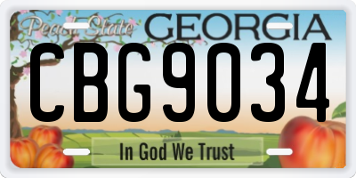 GA license plate CBG9034