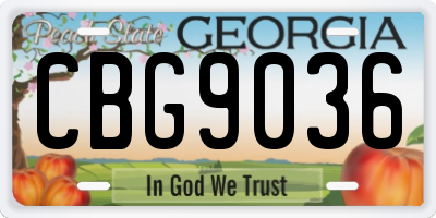 GA license plate CBG9036