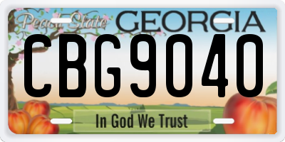 GA license plate CBG9040