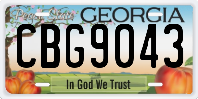 GA license plate CBG9043