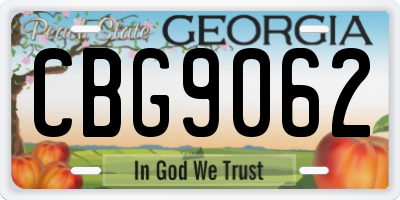 GA license plate CBG9062